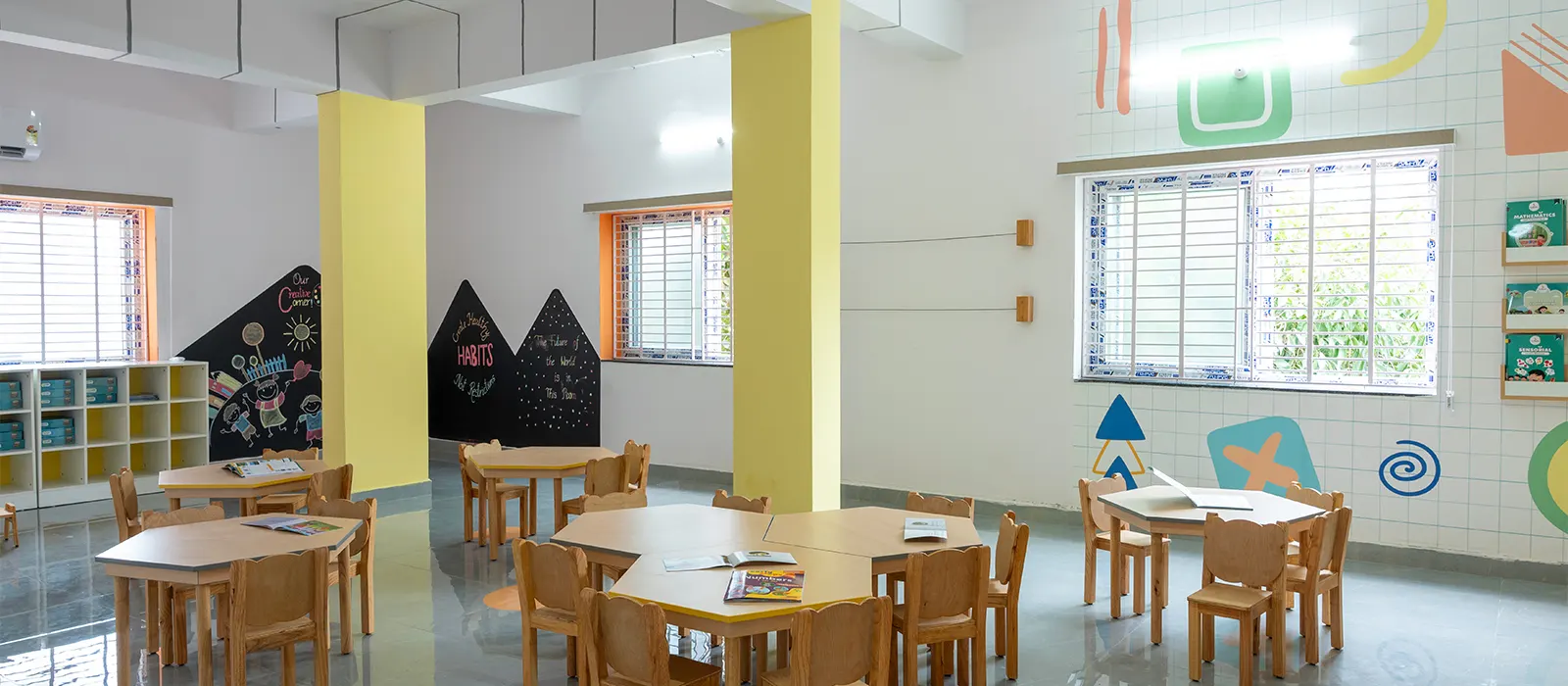 Hexagonal tables designed for aavya nestling preschool